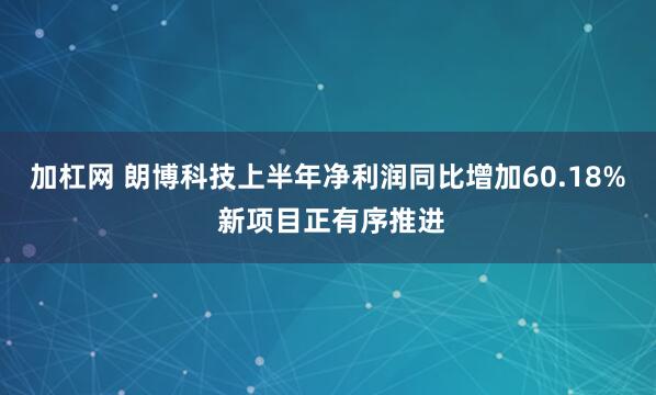 加杠网 朗博科技上半年净利润同比增加60.18% 新项目正有序推进